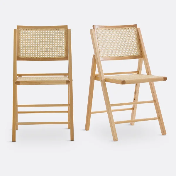 2er-set Klappstühle Rivia, Buche Und Korbgeflecht
