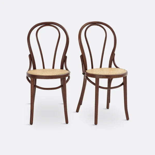 2er-set Stühle Bistro Mit Geflochtener Sitzfläche