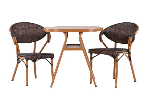 Abrantes Gartenset Tisch, 2 Stühle braun.
