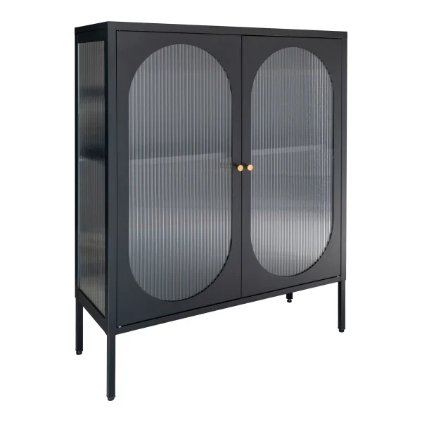 Adelaide Vitrinenschrank niedrig 2 Glastüren schwarz.