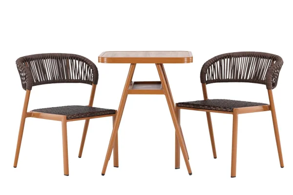 Amadora Gartenset Tisch, 2 Stühle braun.