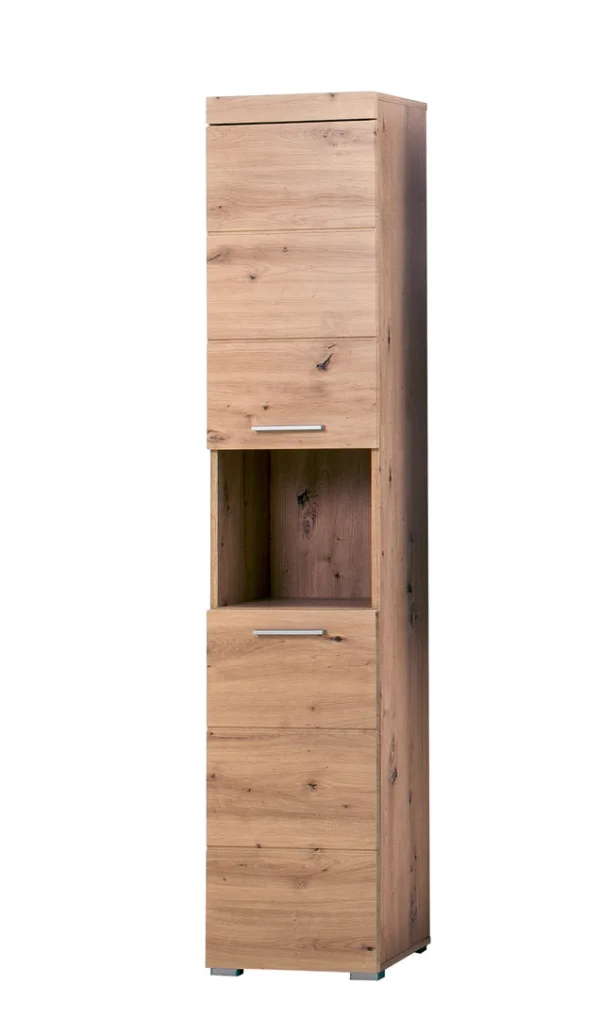 AmandaMando Bad Hochschrank 2 Türen, 1 offenes Fach Eiche Dekor.