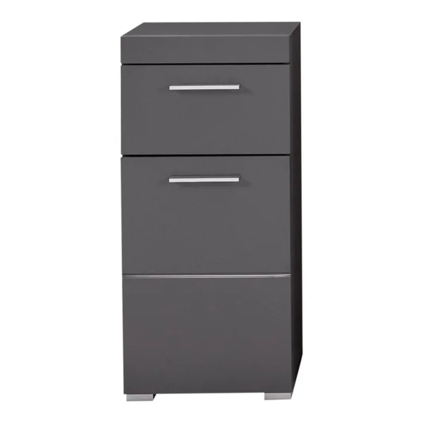 AmandaMando Bad Standtype Stauraum 1 Tür, 1 Schublade grau, grau Hochglanz.