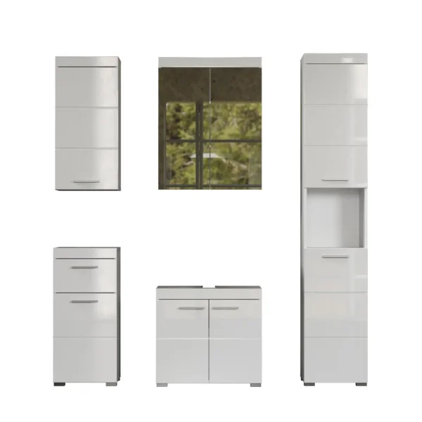 AmandaMandoBea Badmöbelset 5 Teile weiß Hochglanz, weiß.