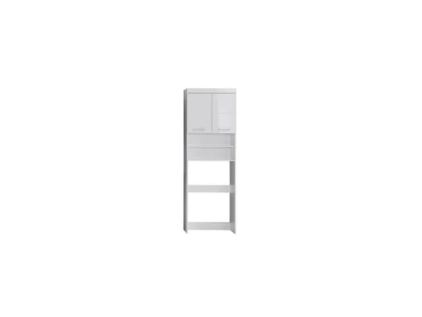AmandaMandoBea Badschrank für Waschmaschine 2 Türen, 2 offene Fächer weiß, weiß Hochglanz.