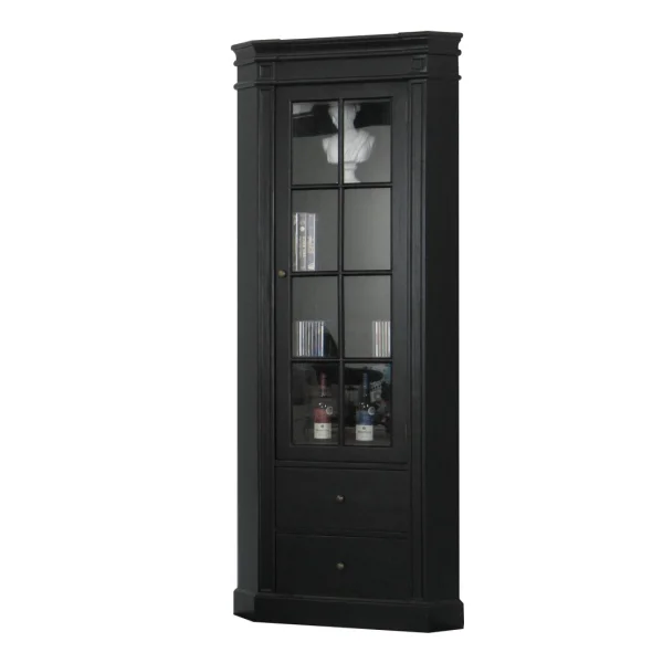 Amaretta Eckschrank schwarz, antik patiniert, Breite 55 cm, Höhe 200 cm