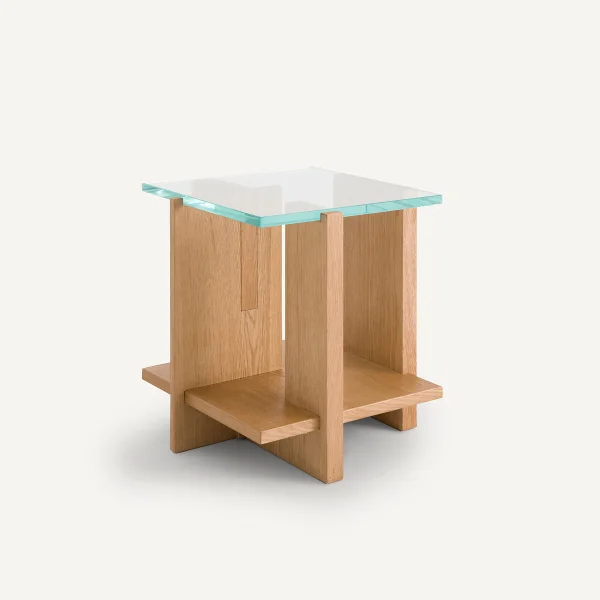 Am.pm Beistelltisch Laby, Eiche Sandgestrahlt/glas
