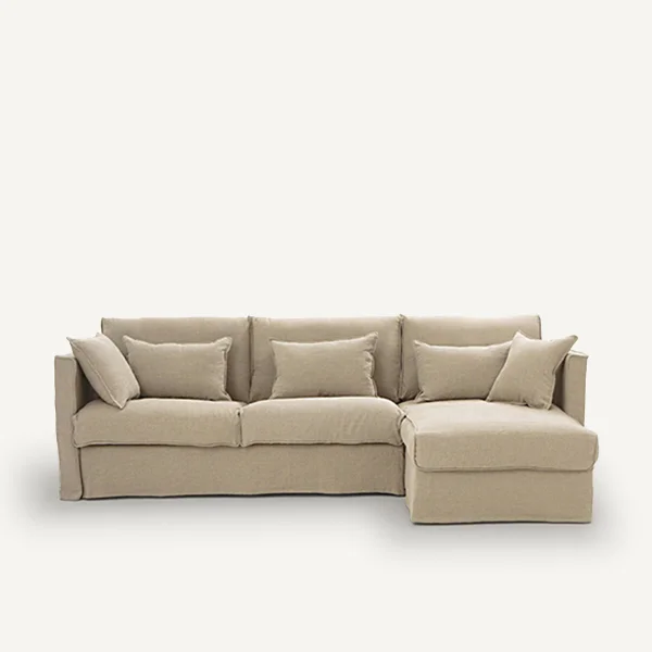AM.PM Eckschlafsofa. Camille, Dickes Leinen Stonewashed