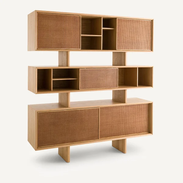 Am.pm Geschirrschrank Propono, Eiche/leder