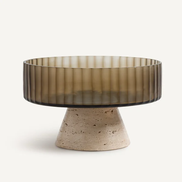 Am.pm Schale Mit Fuss Trapani, Glas Und Travertin