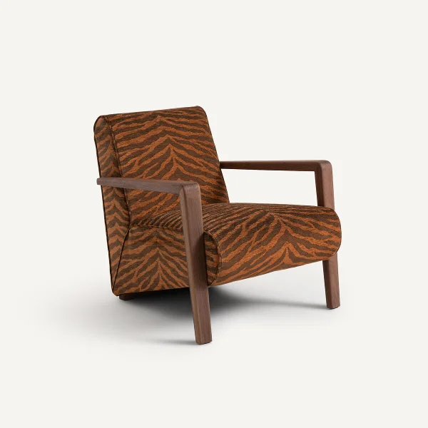 Am.pm Sessel Sanami, Nussbaum Massiv, Bezug Mit Animal-print