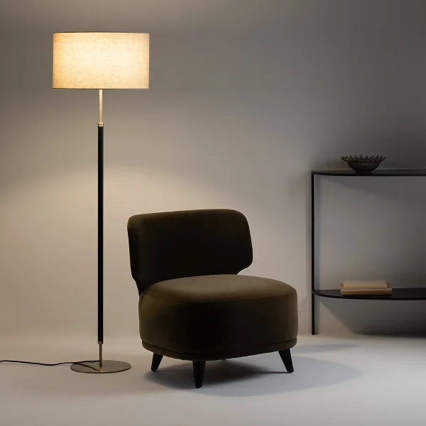 Am.pm Stehlampe Jihana, Eisen, Messing Und Leinen