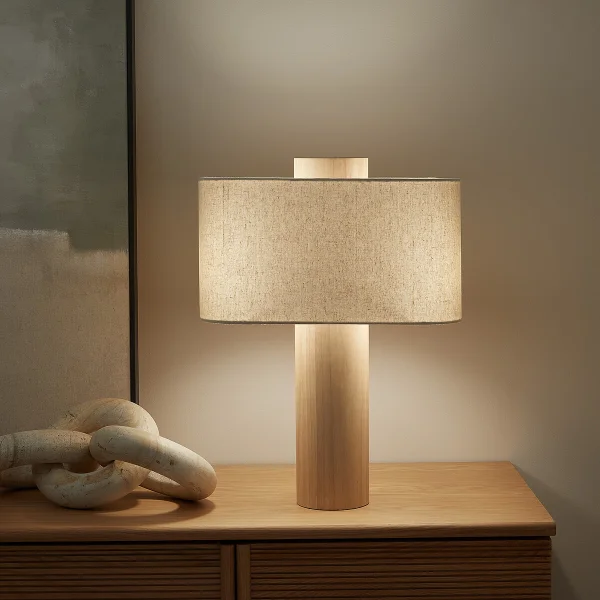 Am.pm Tischlampe Dryade, Eiche Und Leinen
