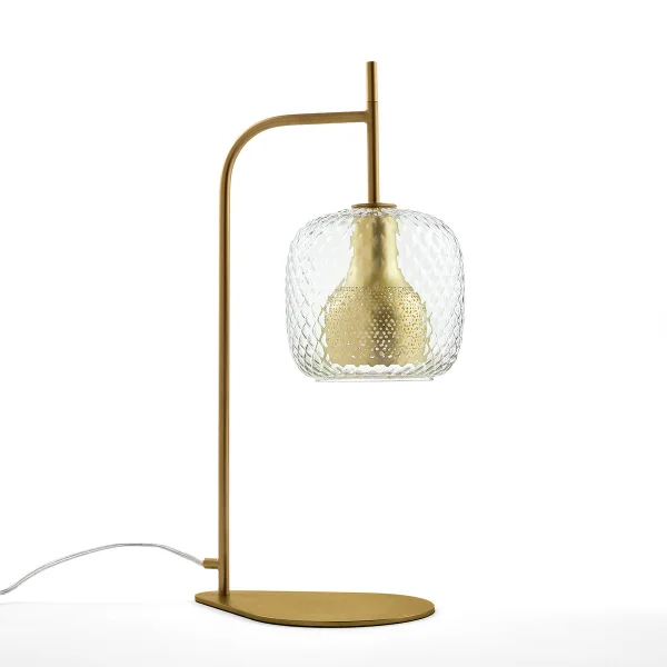 Am.pm Tischlampe Mistinguett, Messing Und Ziseliertes Glas
