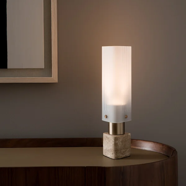 Am.pm Tischlampe Strozzi, Glas/travertin, Design By E. Gallina