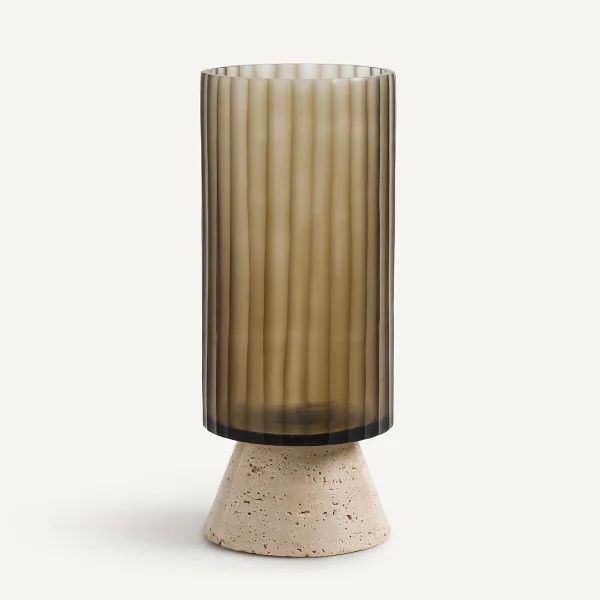 Am.pm Vase Trapani, Rauchglas Und Travertin