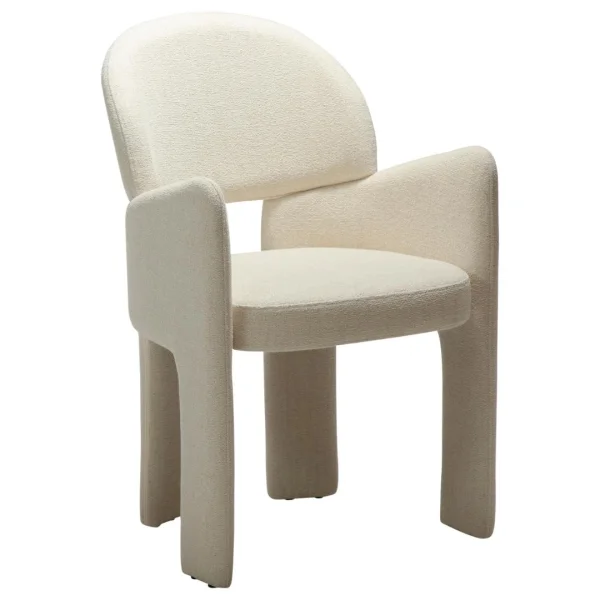 Aole Esszimmerstuhl mit Armlehnen Bouclé beige.