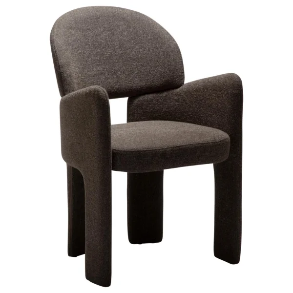 Aole Esszimmerstuhl mit Armlehnen Bouclé braun.