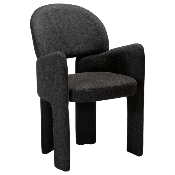 Aole Esszimmerstuhl mit Armlehnen Bouclé schwarz.
