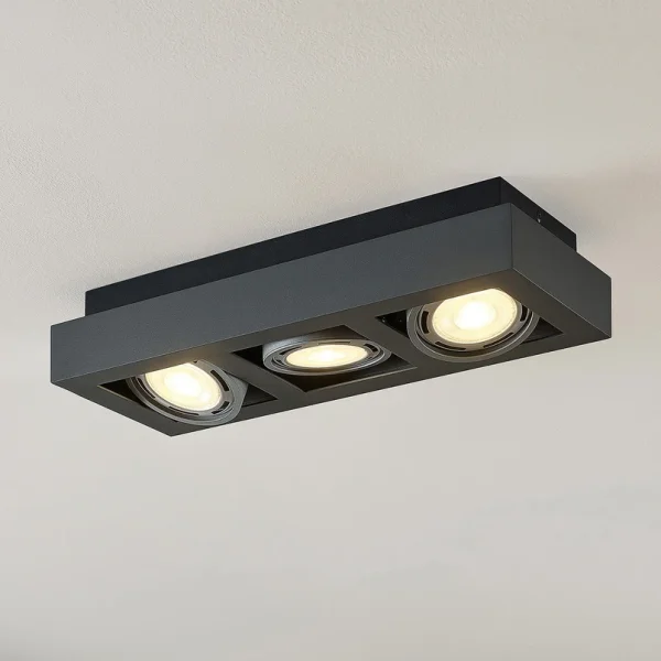 Arcchio -  Deckenstrahler Ronka, 50 cm, 3-flammig, grau, GU10
