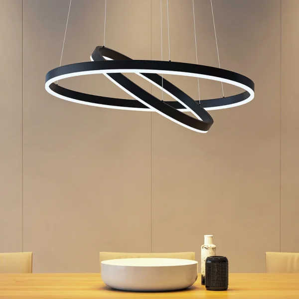 Arcchio -  LED-Hängeleuchte Albiona, schwarz, 2 Ringe, Ø 60 cm
