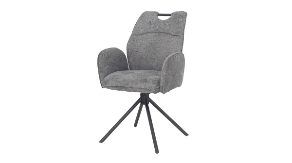 Armlehnstuhl dunkelgrau Drehstuhl - Webstoff Bezug - CARINA