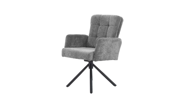 Armlehnstuhl grau Drehstuhl Taschenfederkern Chenille - HEDIA