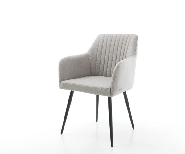 Armlehnstuhl Greg-Flex Stripes Hellgrau 4-Fuß konisch Schwarz