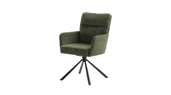 Armlehnstuhl olive Drehstuhl Chenille Optik - UTICA