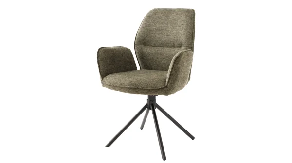 Armlehnstuhl olive Drehstuhl Stoffbezug Chenille Optik - GREYTON