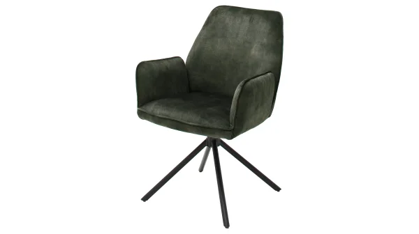 Armlehnstuhl olive Veloursoptik Drehstuhl - OTTAWA