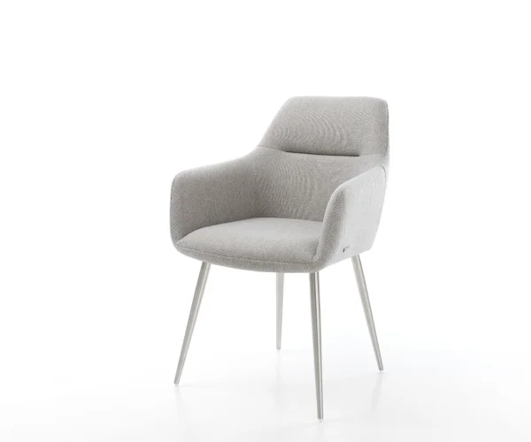 Armlehnstuhl Pejo-Flex Stripes Hellgrau 4-Fuß konisch Edelstahl