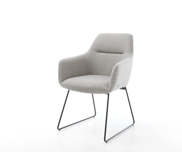 Armlehnstuhl Pejo-Flex Stripes Hellgrau Kufengestell Schwarz