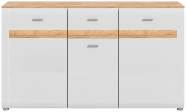 Ashton Sideboard 3 Türen, 1 Schublade matt hellgrau,Eiche dekor.