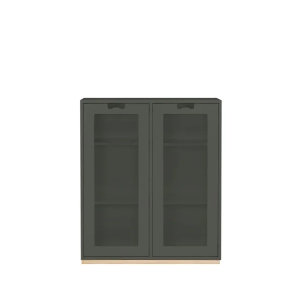 Asplund Snö E Vitrinenschrank Green khaki, birkensockel, 42 cm