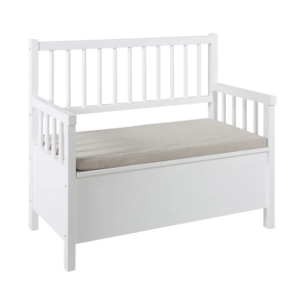 Aster Sitzbank mit Kissen weiß, beige.