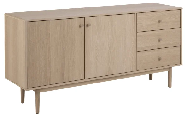 Aston Sideboard mit 2 Türen und 3 Schubladen, weiß geölt eichendekor.