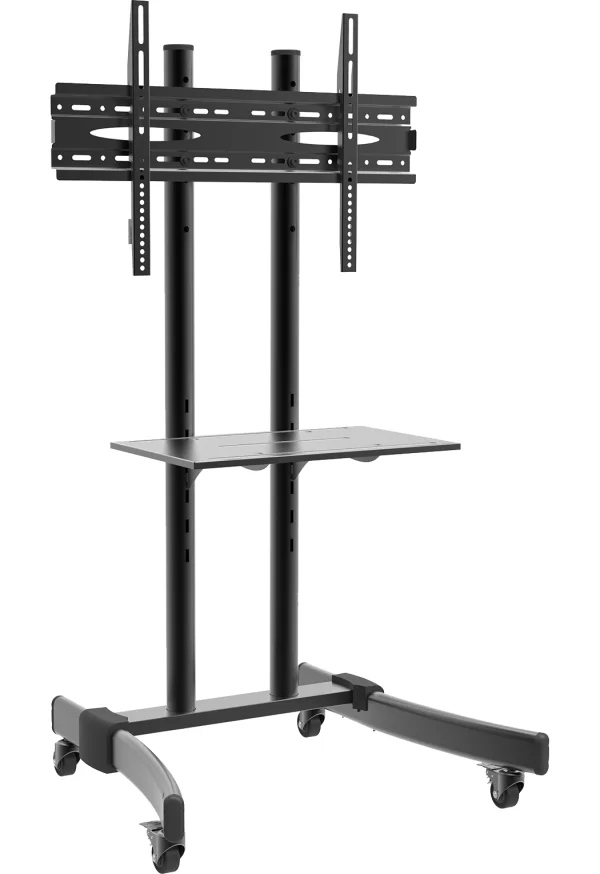 B-MS 125 Fernsehtisch höhenverstellbar mit 1 Fach und Rädern Schwarz.