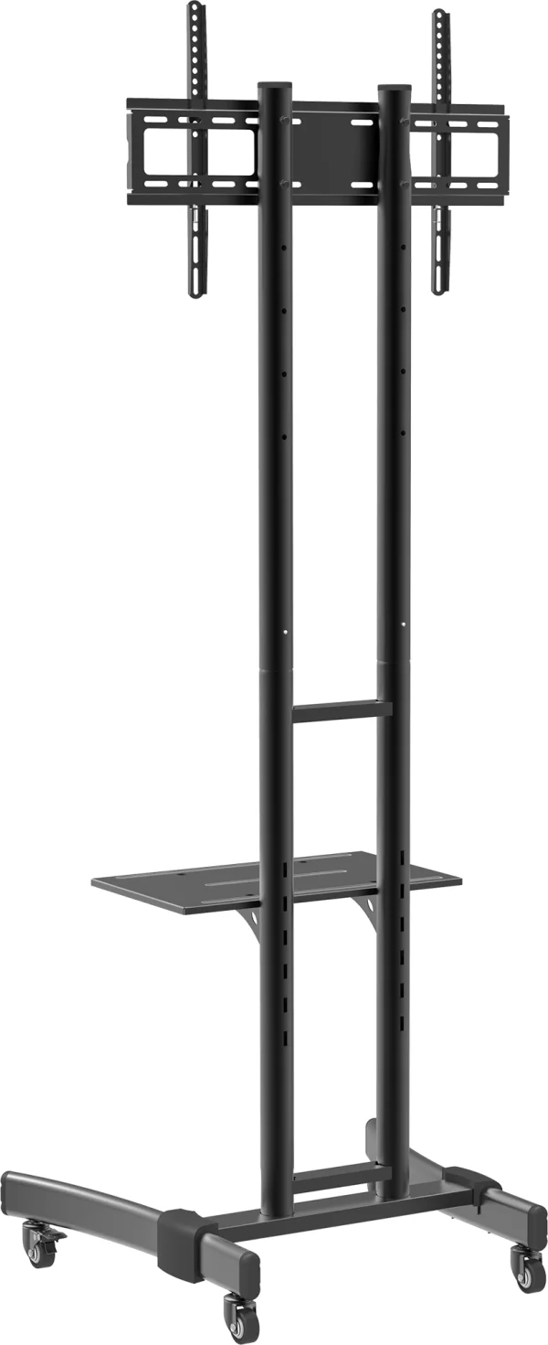 B-MS 190 Fernsehtisch höhenverstellbar mit 1 Fach und Rädern Schwarz.
