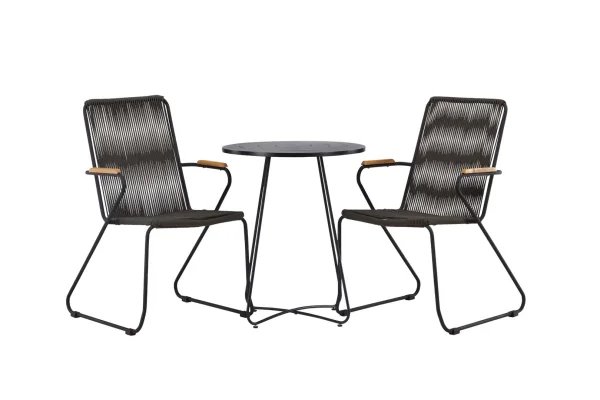 Bacong Gartenset Tisch, 2 Stühle schwarz.
