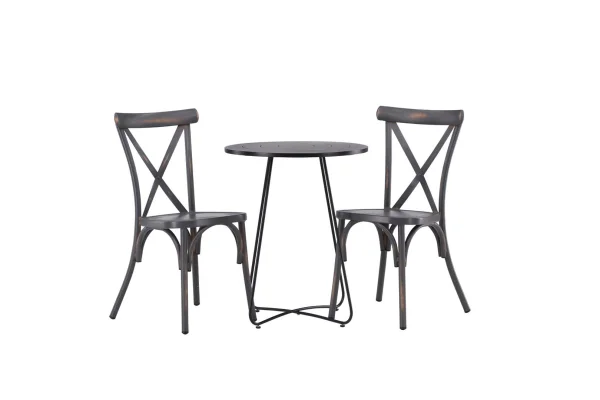 Bacong Gartenset Tisch, 2 Stühle schwarz,dunkel grau.