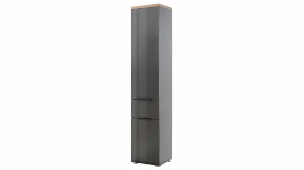 Bad Hochschrank grau hochglanz 192 cm - Artisan Eiche - MUNDI