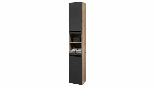 Bad Hochschrank schwarz - Viking Oak 190 cm - VISTA