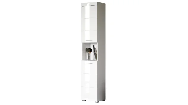 Bad Hochschrank weiß hochglanz 2 Türen 37 cm - AMANDA
