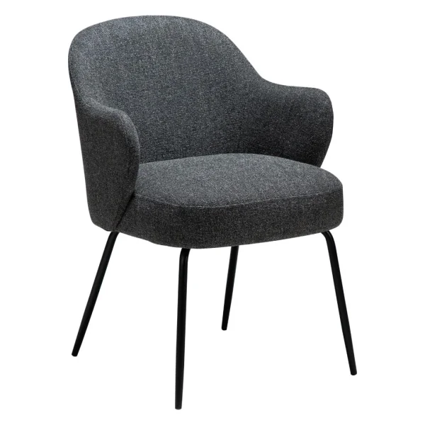 Bae Dan-Form Esszimmerstuhl mit Armlehnen Bouclé dunkelgrau.