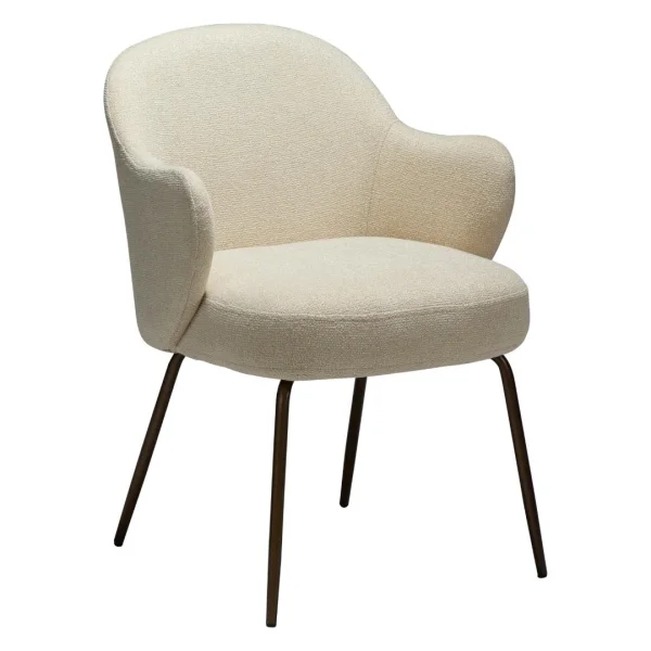 Bae Dan-Form Esszimmerstuhl mit Armlehnen Bouclé offwhite.