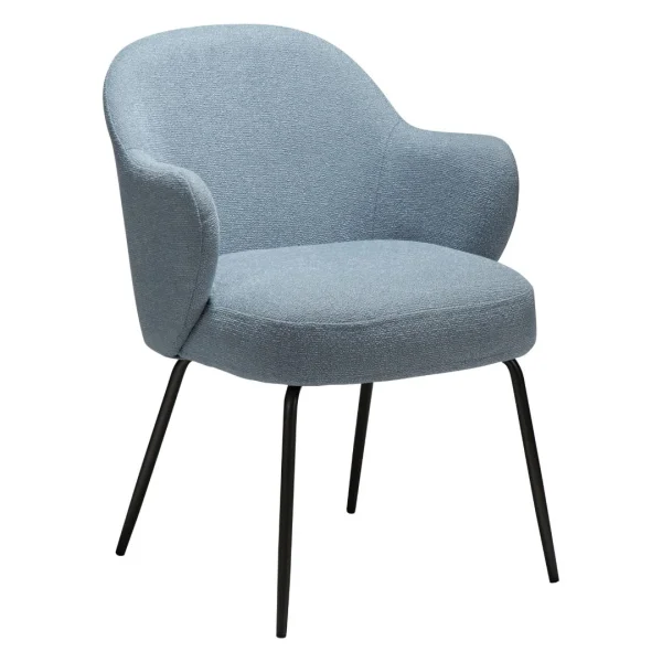 Bae Esszimmerstuhl mit Armlehnen Bouclé blau.