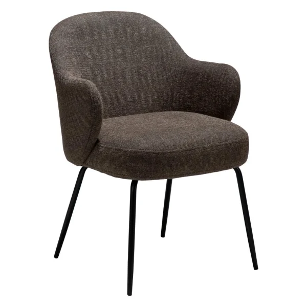 Bae Esszimmerstuhl mit Armlehnen Bouclé braun.