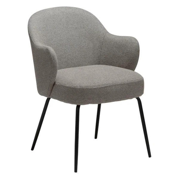 Bae Esszimmerstuhl mit Armlehnen Bouclé hellbraun.