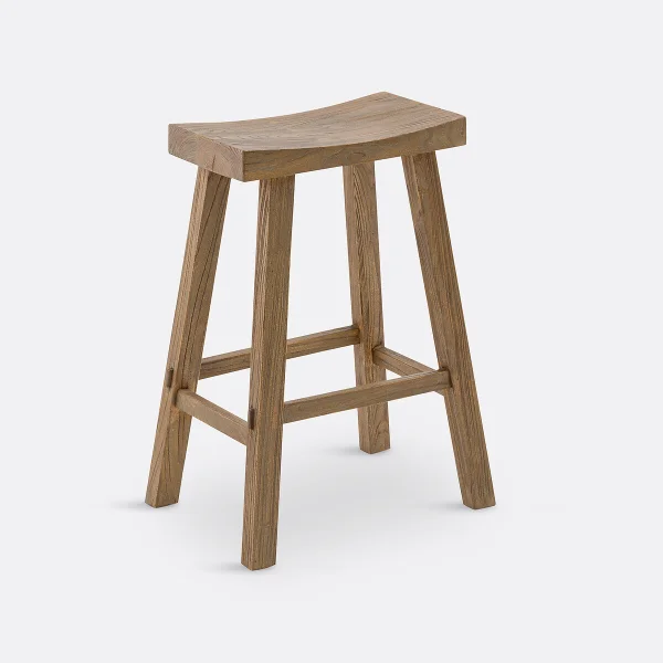 Barhocker Asayo, Ulme Massiv, H. 65 Cm